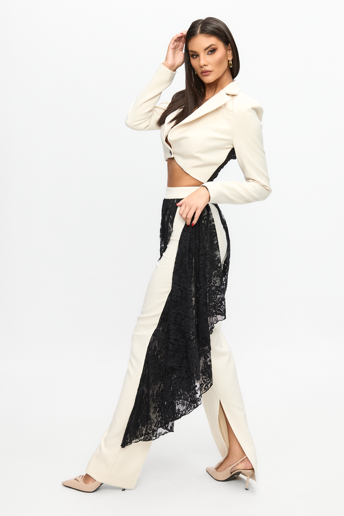 Lace Contrast Suit